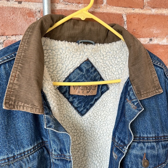 Wrangler Vintage men’s trucker Sherpa lined jacket with corduroy collar sz XXL - Picture 3 of 14